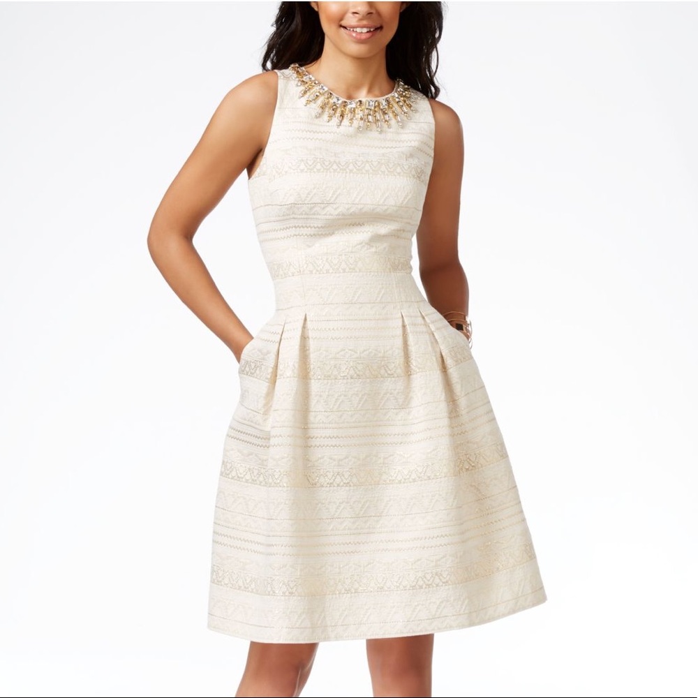 Vince Camuto Gold Jacquard Dress